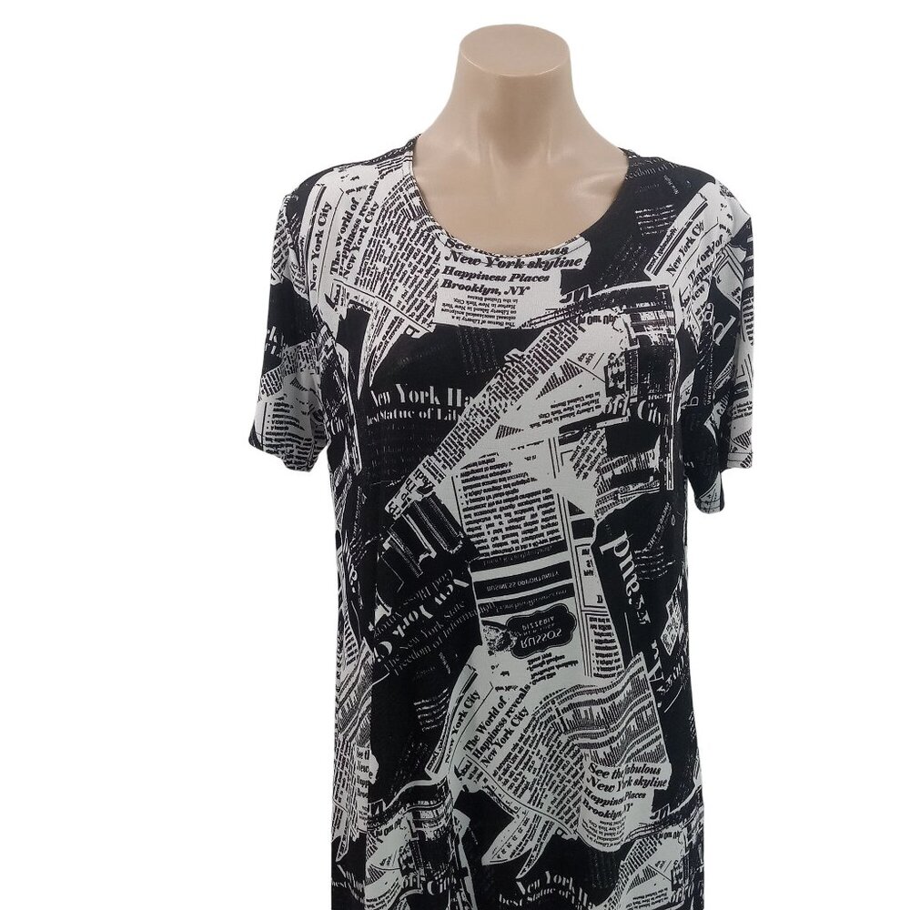 Jostar Womens Knit Dress M Newsprint New York Times Newspaper Brooklyn Graphic - Picture 2 of 10